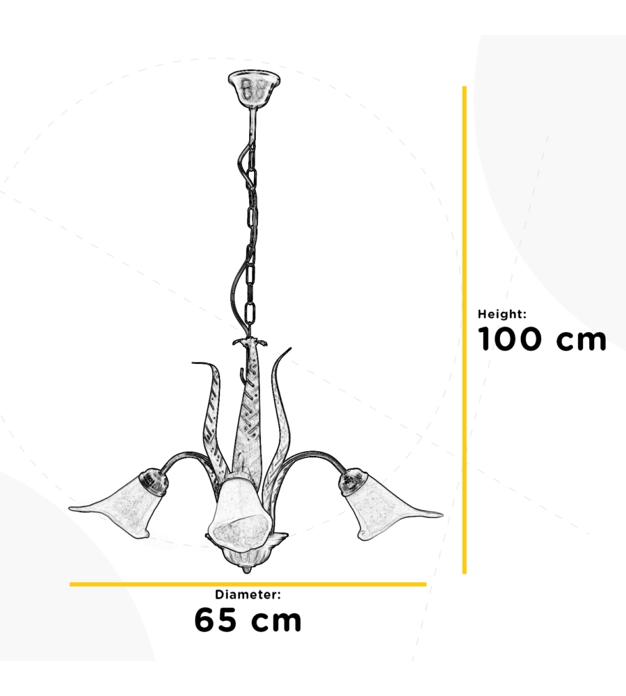 LAMPADARIO 3 LUCI ONLI "ALGA" BRONZO E14